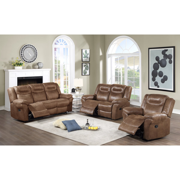Red Barrel Studio® 3 Piece Vegan Leather Reclining Living Room Set Wayfair